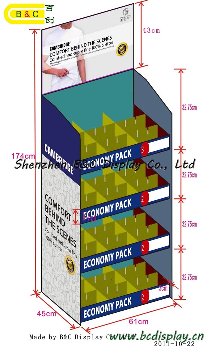 Whole sale cardboard floor layers displays for underware with SGSBCA061