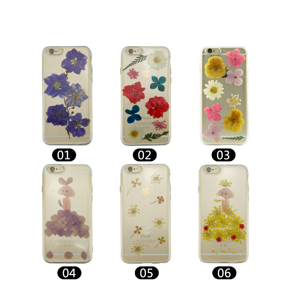 Slim Fit for iPhone 7 Real Dried Pressed Flower Soft Crystal Clear TPU Mobile Phone Case