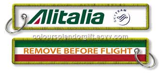 Alitalia Skyteam Remove Before Flight with Customized Embroidered Logo Accept Any Color and Size