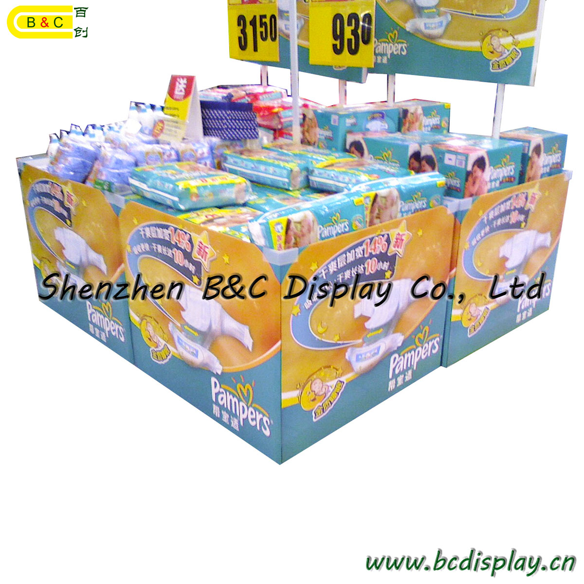 Super markets cardboard counter display stand with SGSBCC007