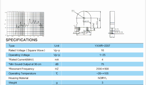 YXWR2207 Buzzer