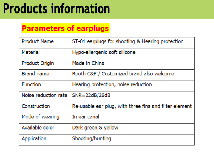 Hearing protection Rooth CP ear plugs for shooting environment