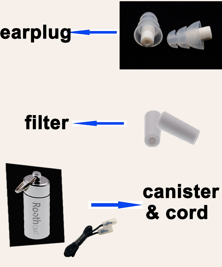 Noise reduction hearing protection silicone earplugs with filter for subway bus train