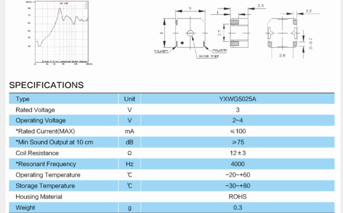 YXWG5025A Buzzer