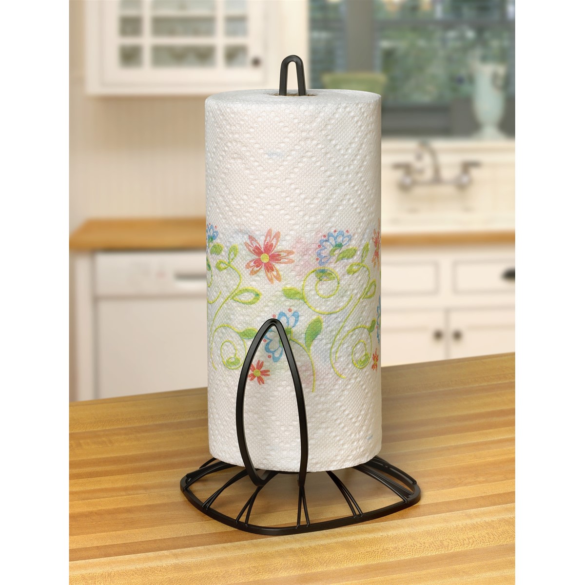 Twist Wire Metal Paper Towel Holder Black Finish