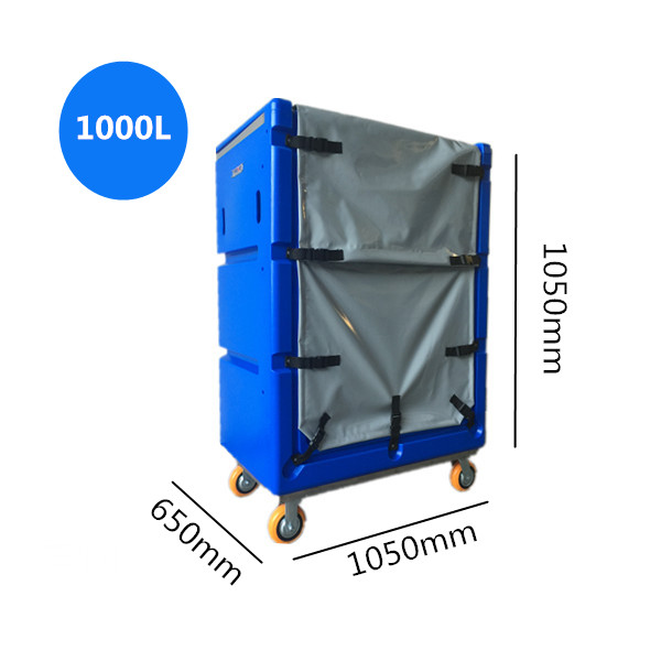 CEISO approved 1000liter hotellaundry center used plastic laundry cage trolley with panels