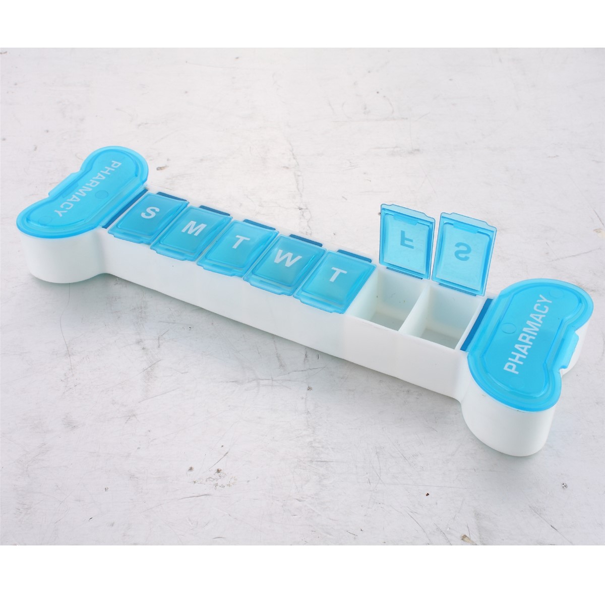 7 days bone shaped seperatd pill stored case