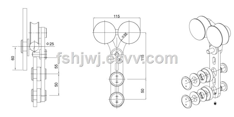 200kg loading stainless steel glass sliding barn door roller track