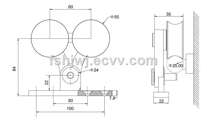 300kg loading exterior sliding barn door rail track system