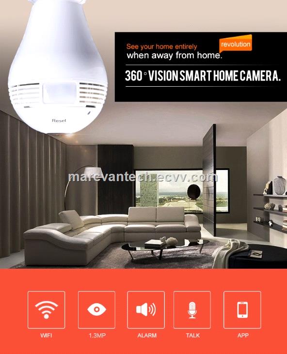 2016 New hidden Special Features 360 degree light bulb fisheye ip camera WIFI support 2 way audio