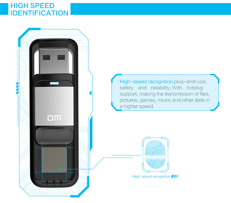 DM PD061 Fingerprint Encrypted Pen Drive Highspeed Recognition Security Memory USB Stick