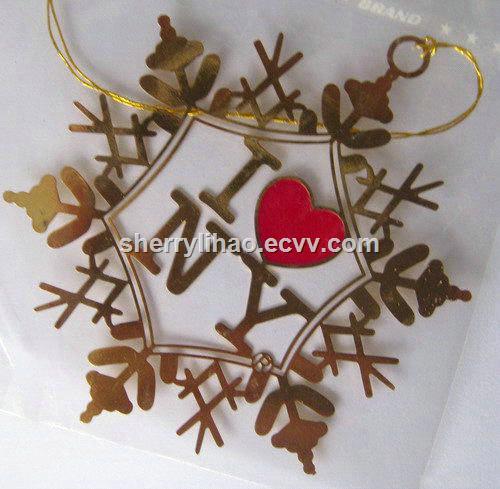 Metal Christmas decoration Ornamenthollow out stainless steel metal bookmark