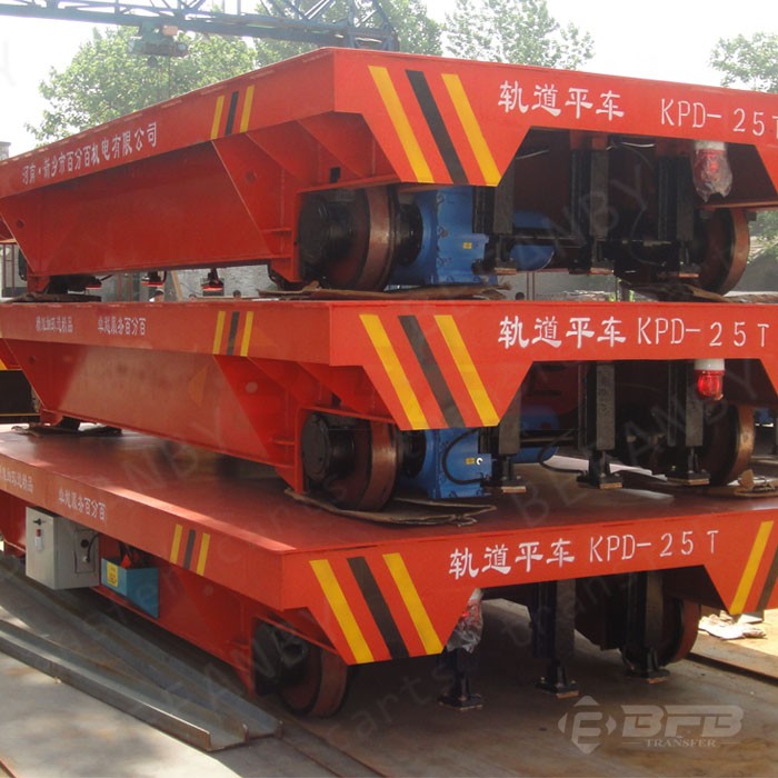 Low cart height large table trolley rail transfer wagon