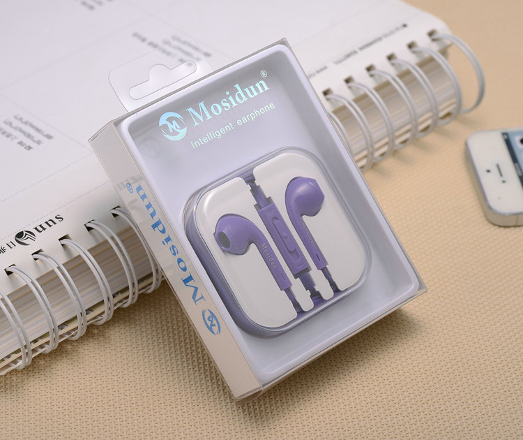 InEar Stereo Purple Earphone 35mm Headphones Headset with Mic for Iphone