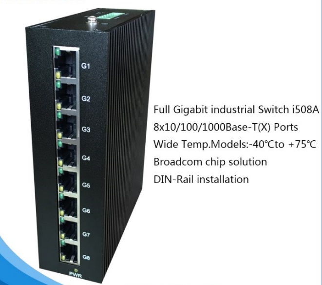 8 ports full gigabit industrial ethernet switch for IP camera i508A