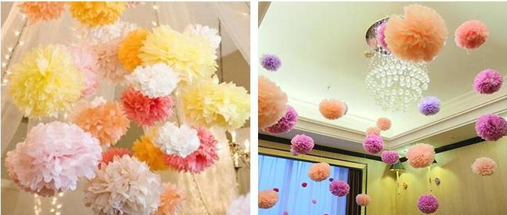 Hanging Wedding Party Decoration Paper Flower Tissue Paper Pompoms