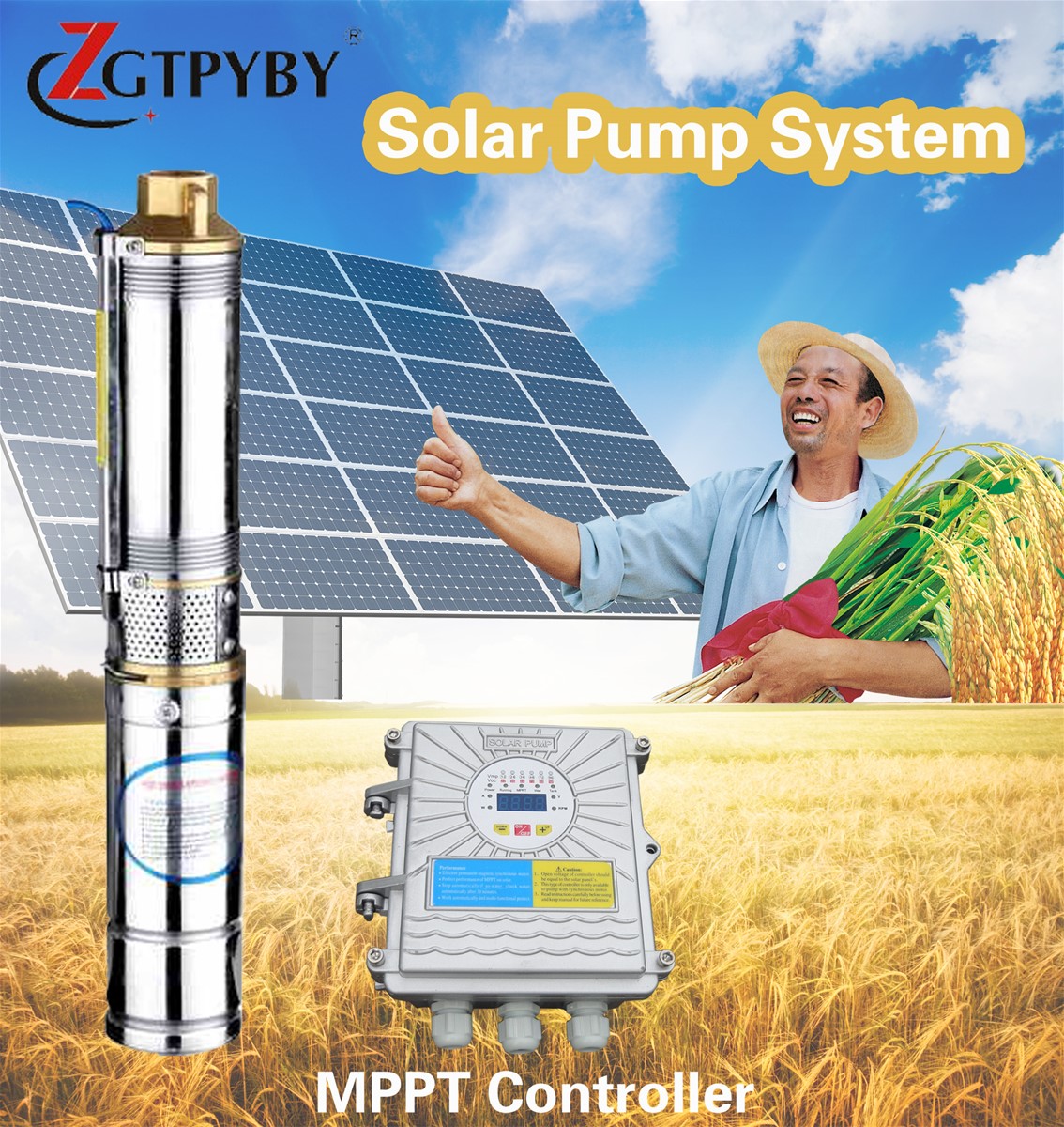 stock dc solar panel waterpump irrigation for cotton field solar water pumping machine for well