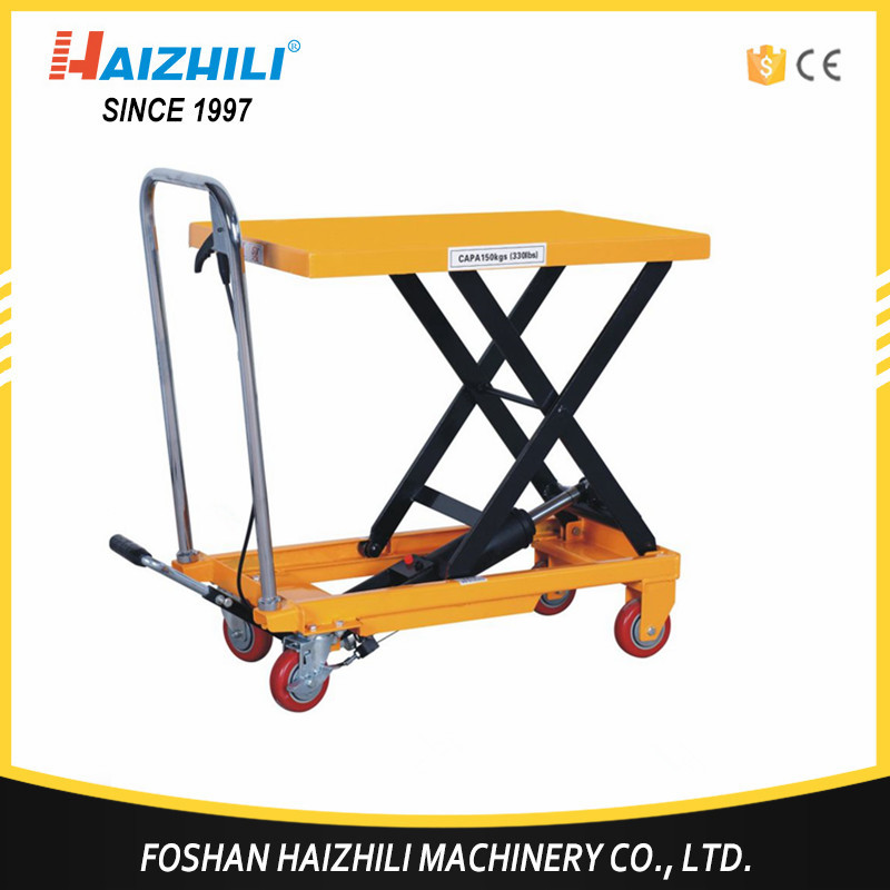 Footoperated scissor lift table mobile portable folding manual hydraulic lifter price