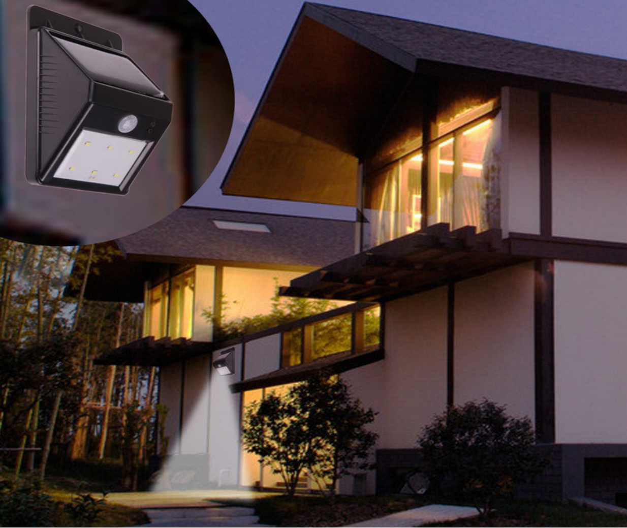 Triangle solar sensor led wall lamp 2W