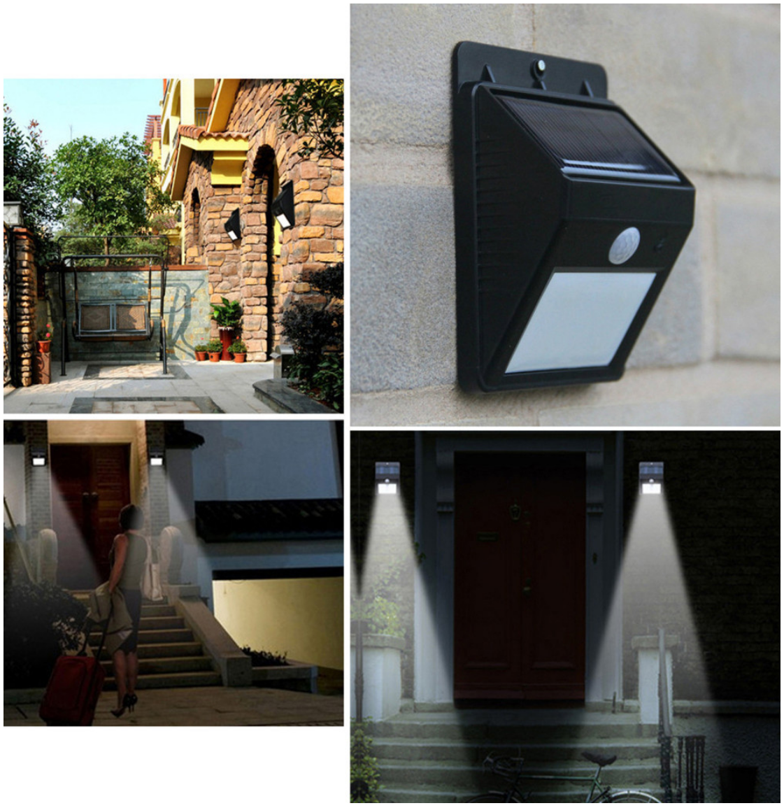 Triangle solar sensor led wall lamp 2W