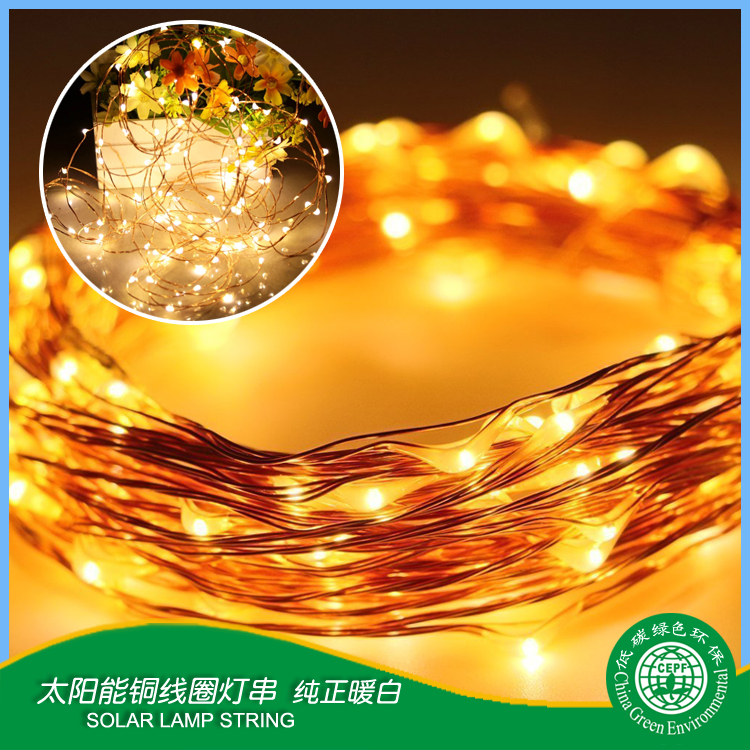 100 leds solar cooper wire light
