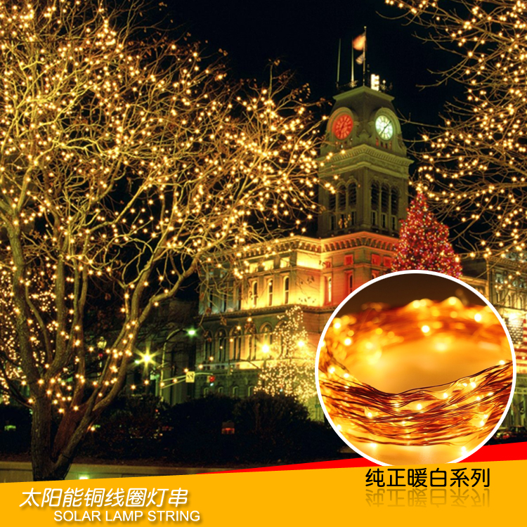 100 leds solar cooper wire light