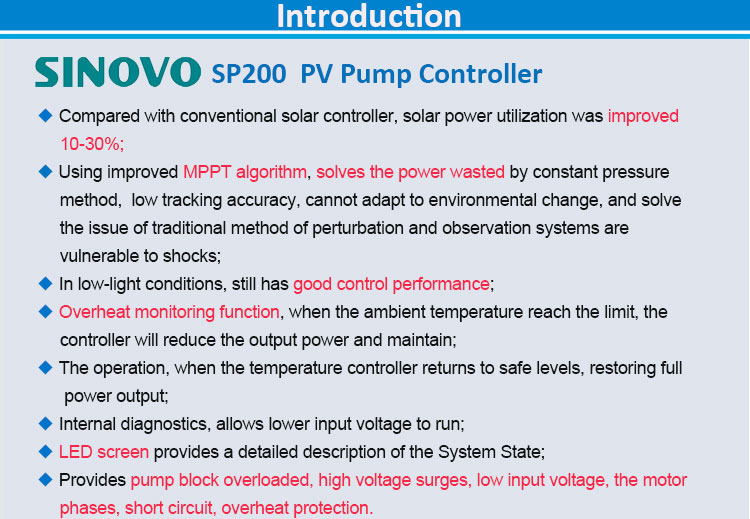 DC380V to AC 440V SP200 series PV Pump Controller for pumping