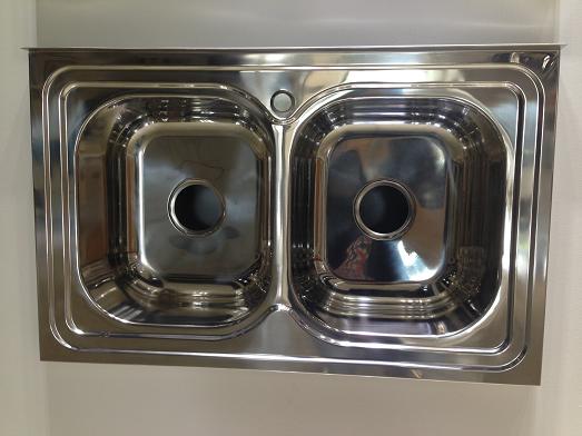 Hot selling double bowl polished stainless steel kitchen sink WY8050D