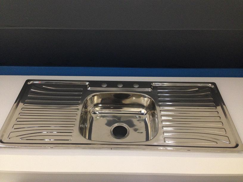 Polished surface 120 cm Single bowl kitchen sink with long drainboard WY12050S