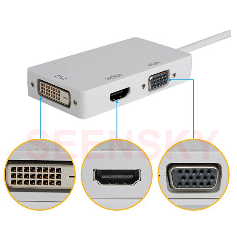 Mini Display Port DP MDP To HDMI VGA DVI HD 1080P 3 in1 Display Port Cable Adapter Converter