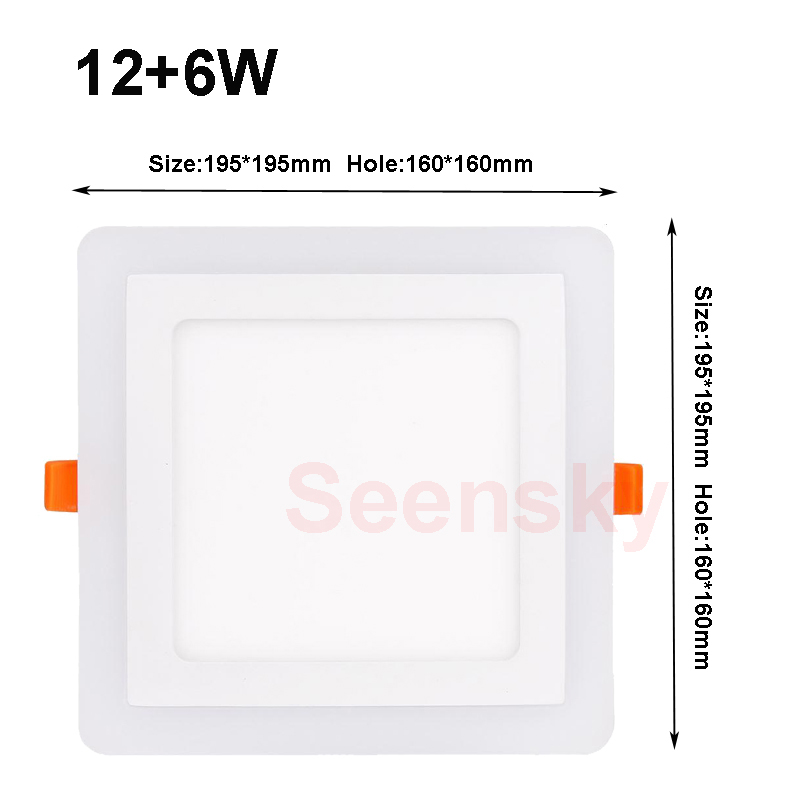 Ultra Slim Embeded Square RGB LED Panel Light 6W 9W 18W 24W Dual Double Color RGB And White