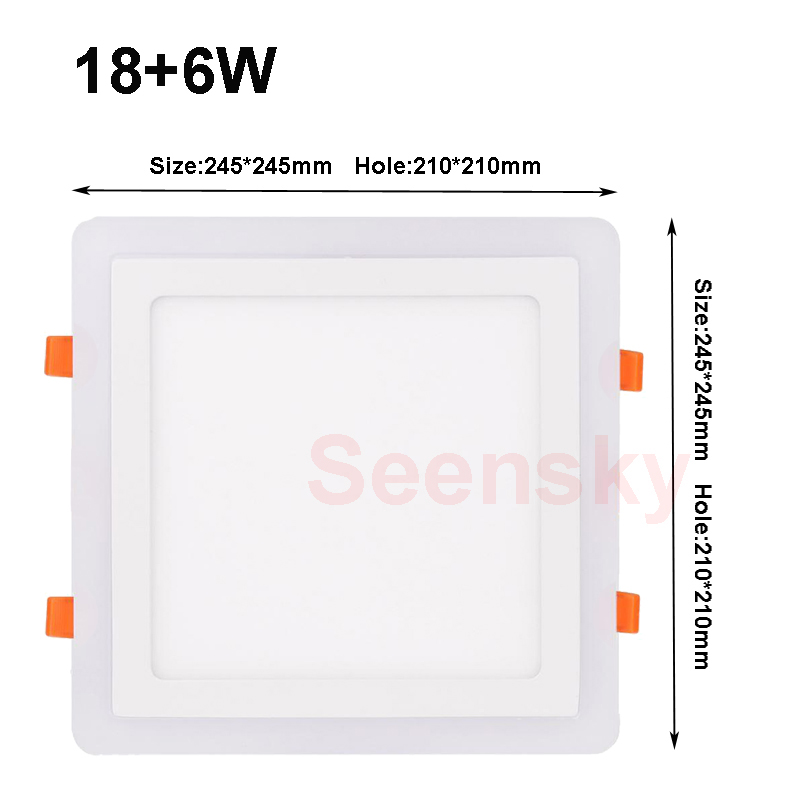 Ultra Slim Embeded Square RGB LED Panel Light 6W 9W 18W 24W Dual Double Color RGB And White