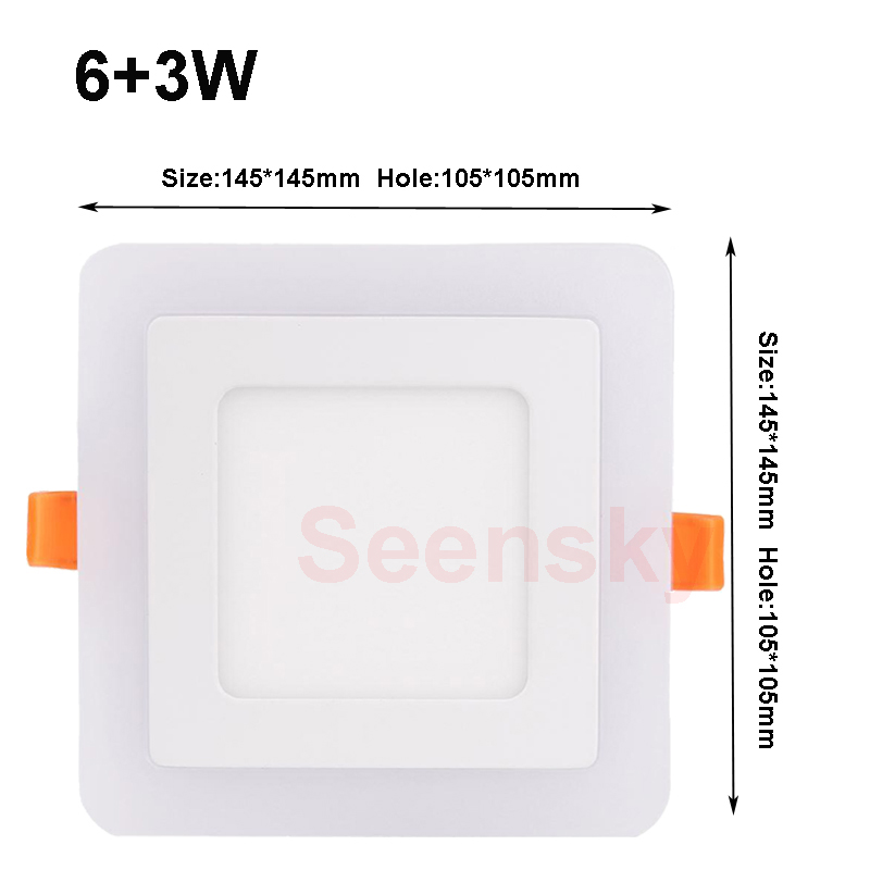 Ultra Slim Embeded Square RGB LED Panel Light 6W 9W 18W 24W Dual Double Color RGB And White