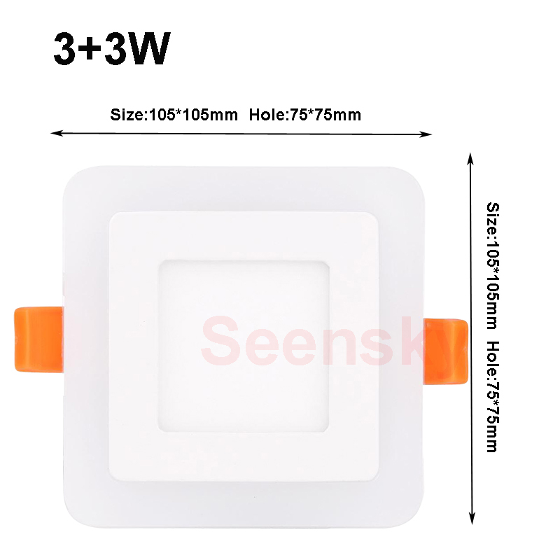 Ultra Slim Embeded Square RGB LED Panel Light 6W 9W 18W 24W Dual Double Color RGB And White