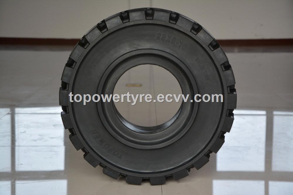 Pneumatic forklift solid tyre 23910 in both standard solid tire and click on solid tyre type