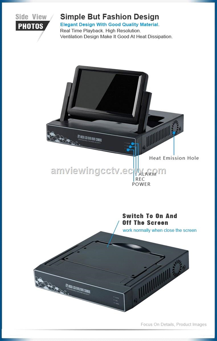 7 inch HD LCD Screen wifi security 4CH NVR 720p h264 CCTV Onvif WIFI Surveillance Camera System