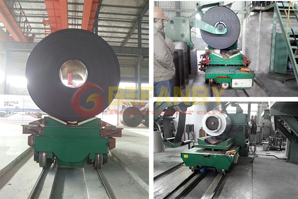 China Manufacturer V Frame Rounded Material Handling Electric Rail Cart