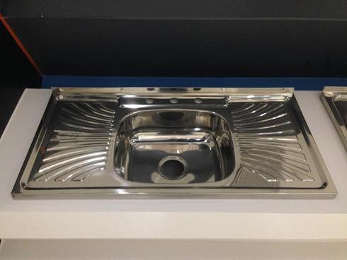 1m length single bowl stainless steel sink with drainboard WY10050C