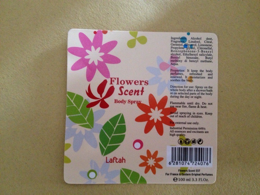 Flowers Scent Bottled Body Spray Glossy Labels
