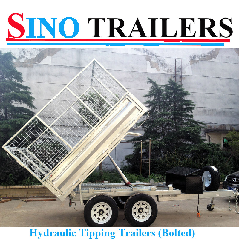 10X6 FT Galvanised Hydraulic Tipping Box Trailer with Cage