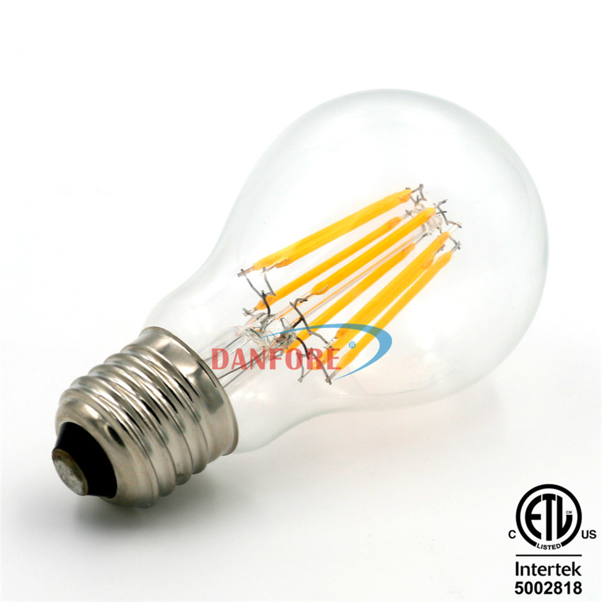 360 degrees edison light 4w 6w 8w dimmable A19 E27 led filament bulb