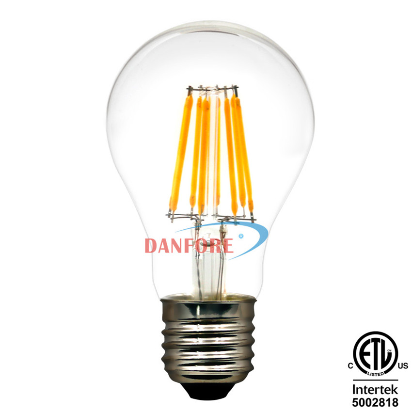 360 degrees edison light 4w 6w 8w dimmable A19 E27 led filament bulb