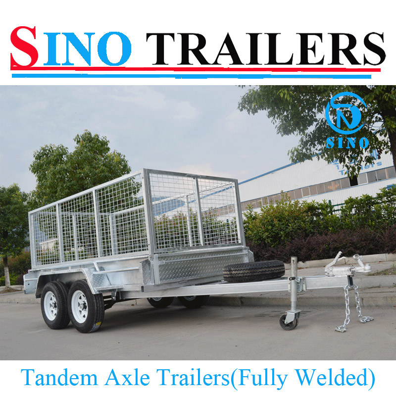 Galvanized Tandem Axle Box Trailer with Mesh Cage