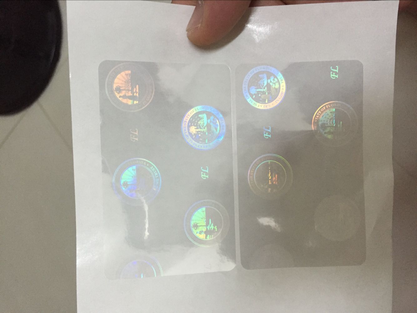 New Ohio state ID hologram sticker free shipment