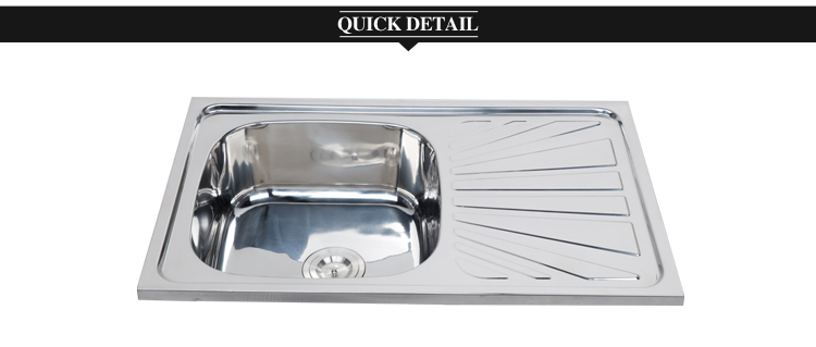 Middle East type topmount one piece finished single bowl stainless steel kitchen sink 8050 cm