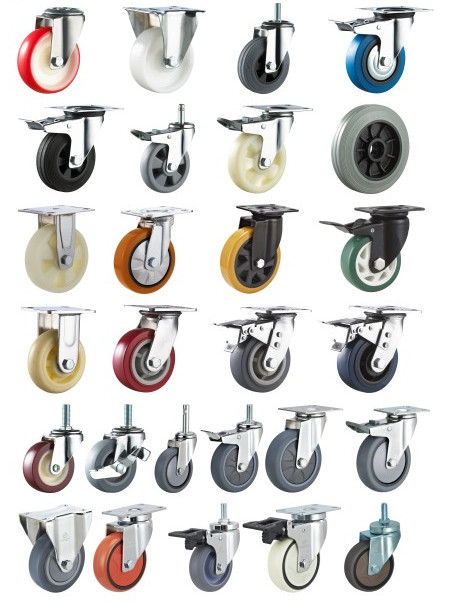 Blue elastic rubber caster wheel swivel or fixed or swivel with brake