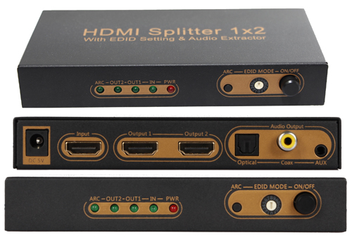 2 Port HDMI Splitter with EDID SettingARCAudio extractor