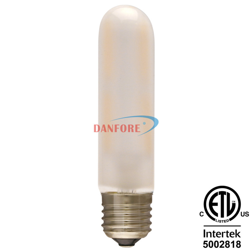 CE ETL approved 6W 125mm E27 E26 T30 T10 Tubular led filament bulb with frosted glass cover