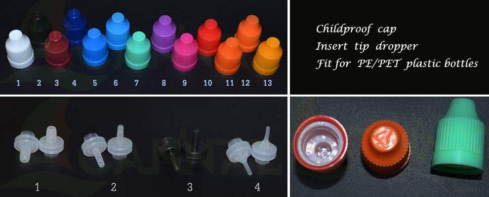 ECANNAL Childproof Cap E Liquid Dropper PE Plastic Bottles