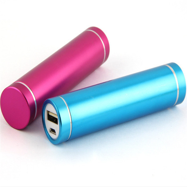 Universal portable cylinder aluminum power bank charger 2600mah for promotional gifts